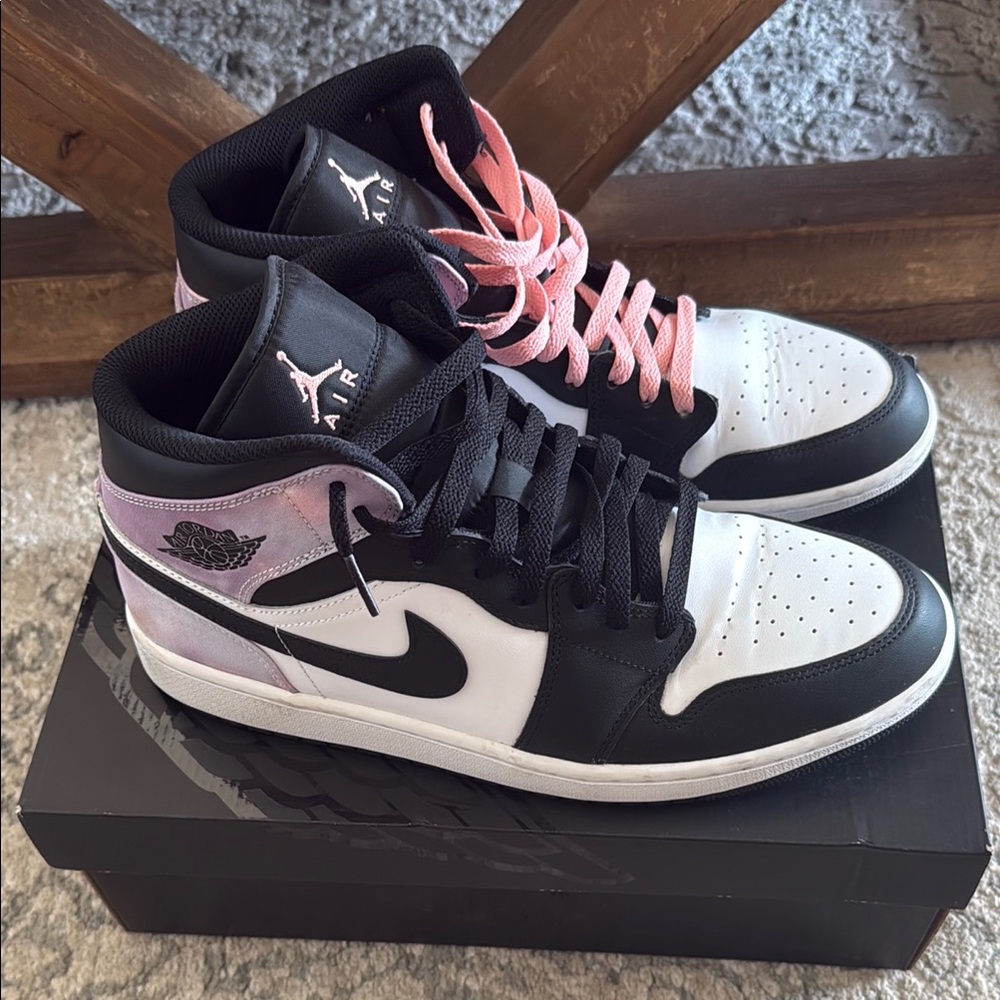 Jordan Black and Pink Sneakers with High-Top Design